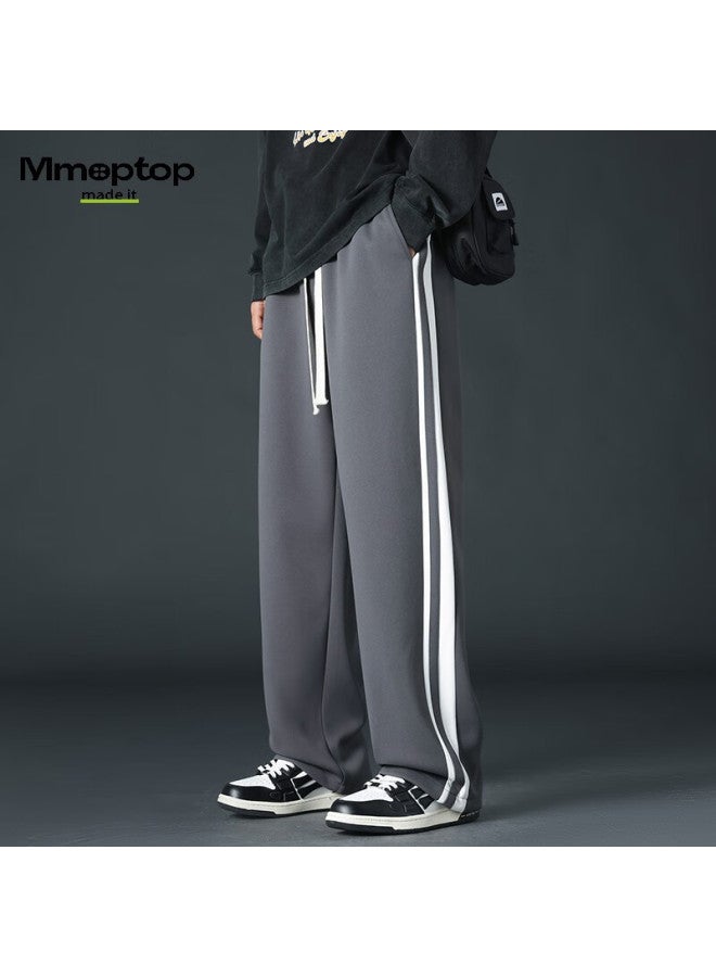 Mmoptop Heavyweight Striped Casual Pants Men Spring Autumn Loose Sports Straight Leg Mxxk106 Gray 4XL - Image 5