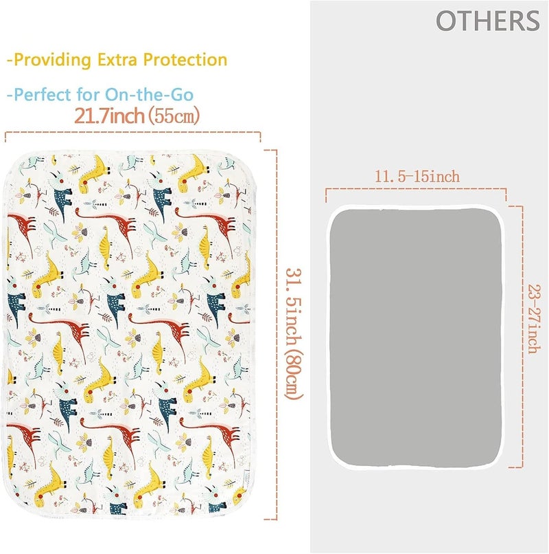 Baby Diaper Changing Pad, 50 * 70cm Waterproof Changing Pad Liners, Reusable & Portable Changing Mat with Soft Absorbent Liner for Nursery, Travel (Colorful Dinosaur) - Image 2