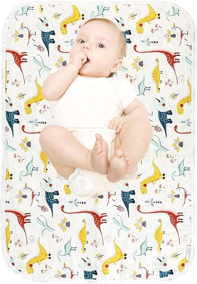 Baby Diaper Changing Pad, 50 * 70cm Waterproof Changing Pad Liners, Reusable & Portable Changing Mat with Soft Absorbent Liner for Nursery, Travel (Colorful Dinosaur) - Image 1
