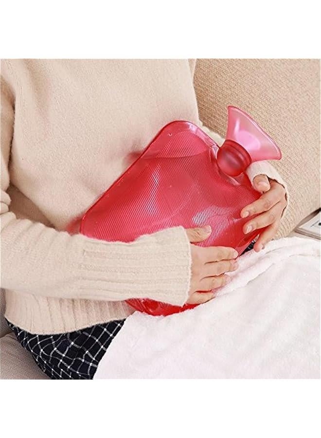 Generic Hot Water Bottle with Cover Knitted, Transparent Hot Water Bag 2 Liter - Red  - Image 4