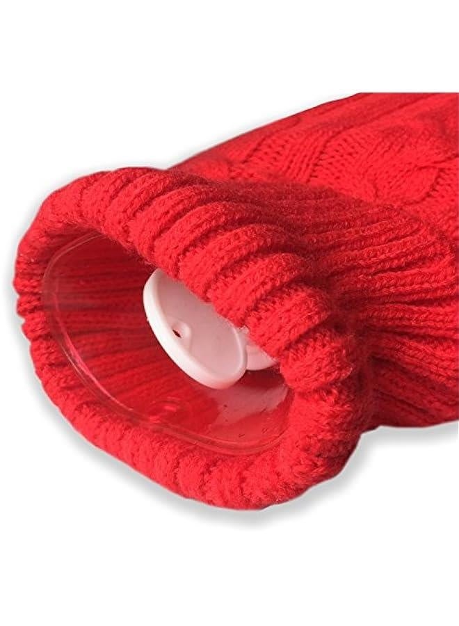 Generic Hot Water Bottle with Cover Knitted, Transparent Hot Water Bag 2 Liter - Red  - Image 2