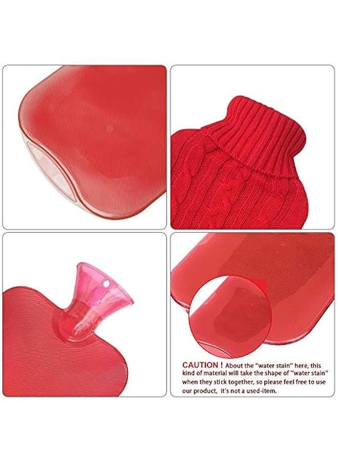 Generic Hot Water Bottle with Cover Knitted, Transparent Hot Water Bag 2 Liter - Red  - Image 3
