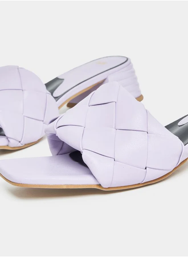 ستايلي Weave Strap Block Heel Sandals