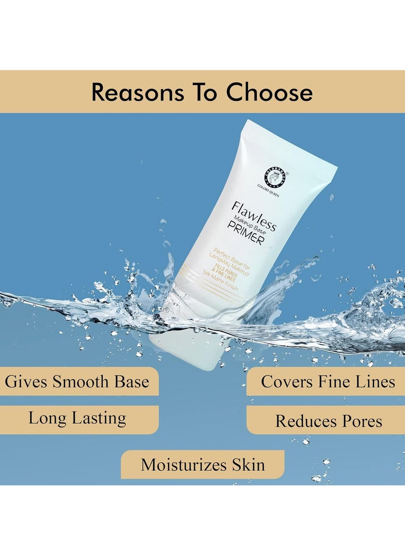 COLORS QUEEN Flawless Makeup Base Primer Face SPF15 Minimizes Redness Long Stay Makeup Fills Pores Fine Lines Silky Matte Finish  - Image 4