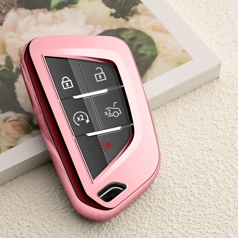 ZSPDACC ZODA ZSPDACC Pink Rose Gold TPU Key Fob Cover for Cadillac Escalade ESV CT4 CT5 - Image 2