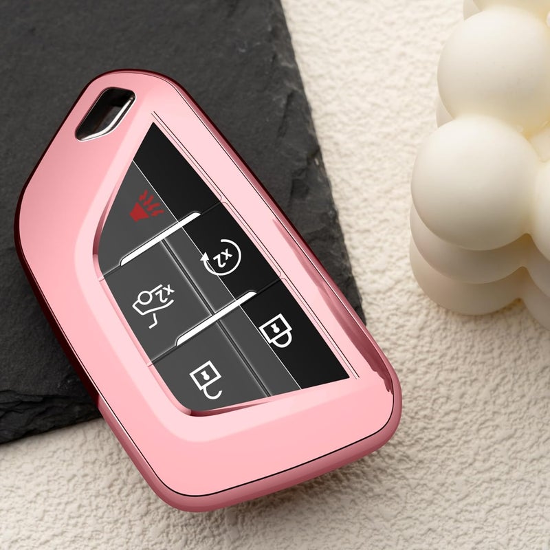 ZSPDACC ZODA ZSPDACC Pink Rose Gold TPU Key Fob Cover for Cadillac Escalade ESV CT4 CT5 - Image 5