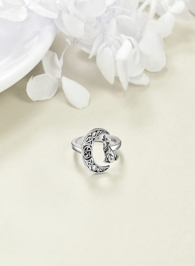 POPLYKE Celtic Wolf Rings for Women & Men: Sterling Silver, Modern, Statement Rings (Silver) - Image 5