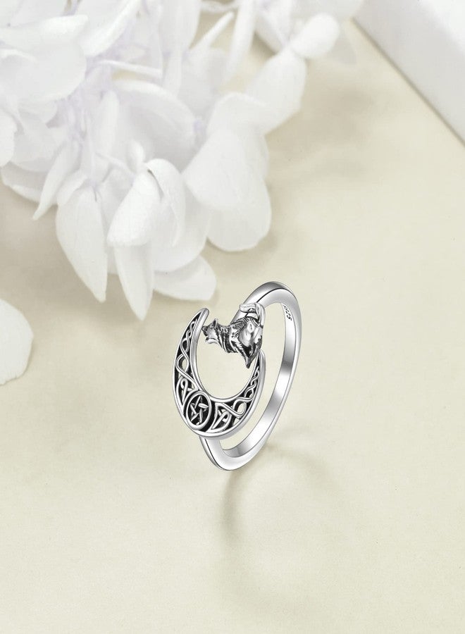 POPLYKE Celtic Wolf Rings for Women & Men: Sterling Silver, Modern, Statement Rings (Silver) - Image 4