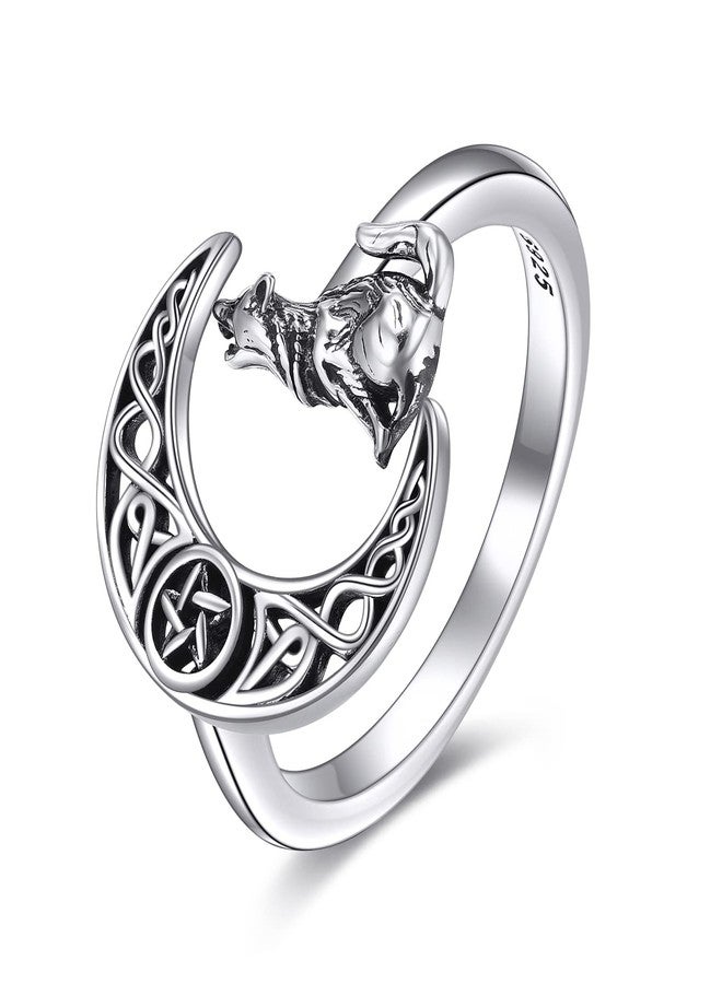 POPLYKE Celtic Wolf Rings for Women & Men: Sterling Silver, Modern, Statement Rings (Silver) - Image 1