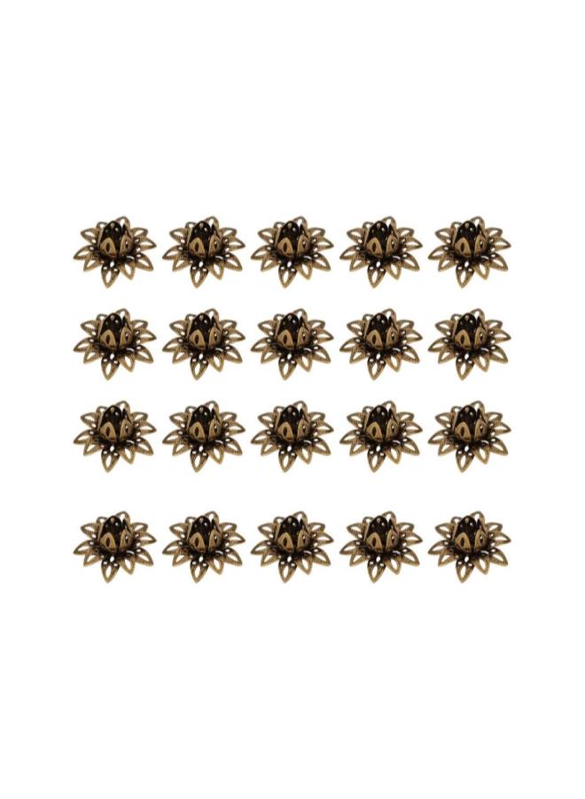 WYBOT 20pcs Flower Bead Caps Flower End Caps Lotus Bead Caps for Necklace Bracelet Jewelry Making Ancient Green - Image 1