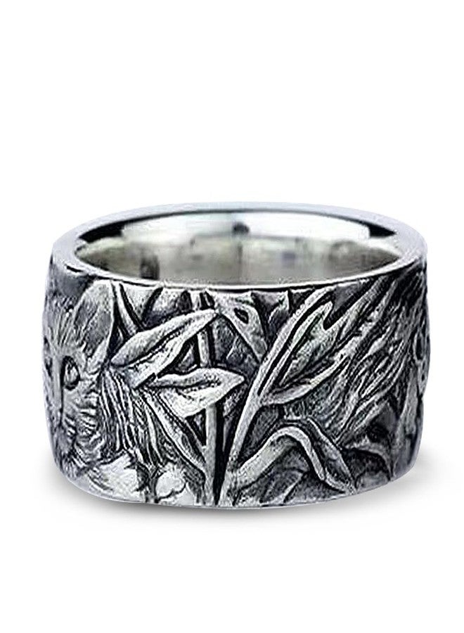 HAIXIAN Retro Cat Statement Band Ring,Cocktail Party Punk Gothic Band Ring,Animal Carved Ring for Women (Ring_A, 10) - Image 2