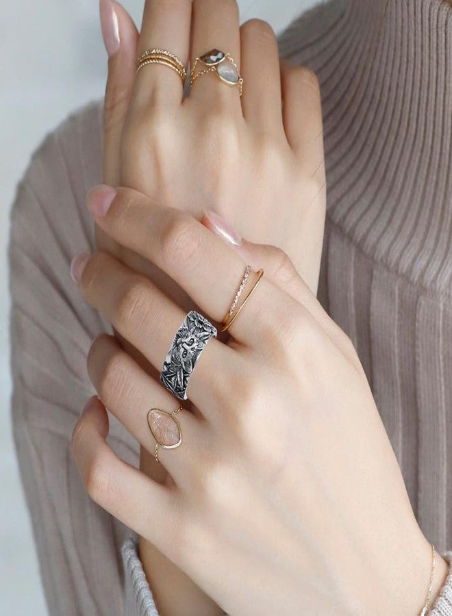 HAIXIAN Retro Cat Statement Band Ring,Cocktail Party Punk Gothic Band Ring,Animal Carved Ring for Women (Ring_A, 10) - Image 5