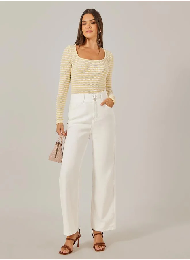 ستايلي Mid Rise Wide Leg Jeans