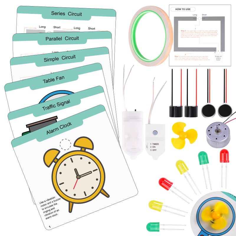 GiftAmaz Paper Circuits Kit for Kids STEM Electric Circuit Motors Kit ChildFriendly Paper Circuit Board DC Motor Led Light Diodes Educational STEM Toys Science Experiments Set for Kids 812 - Image 3