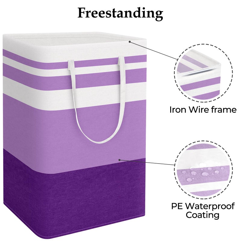 StorageRight Large Collapsible Laundry Basket Hamper with Easy Carry Handlesï¼ŒFreestanding Clothes Hampers for Laundry, Bedroom, Dorm, Towels, Toys, 75L, Purple - Image 3