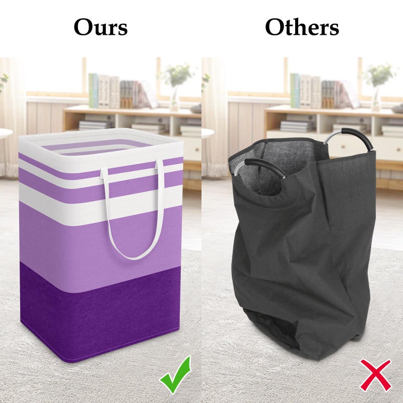 StorageRight Large Collapsible Laundry Basket Hamper with Easy Carry Handlesï¼ŒFreestanding Clothes Hampers for Laundry, Bedroom, Dorm, Towels, Toys, 75L, Purple - Image 5