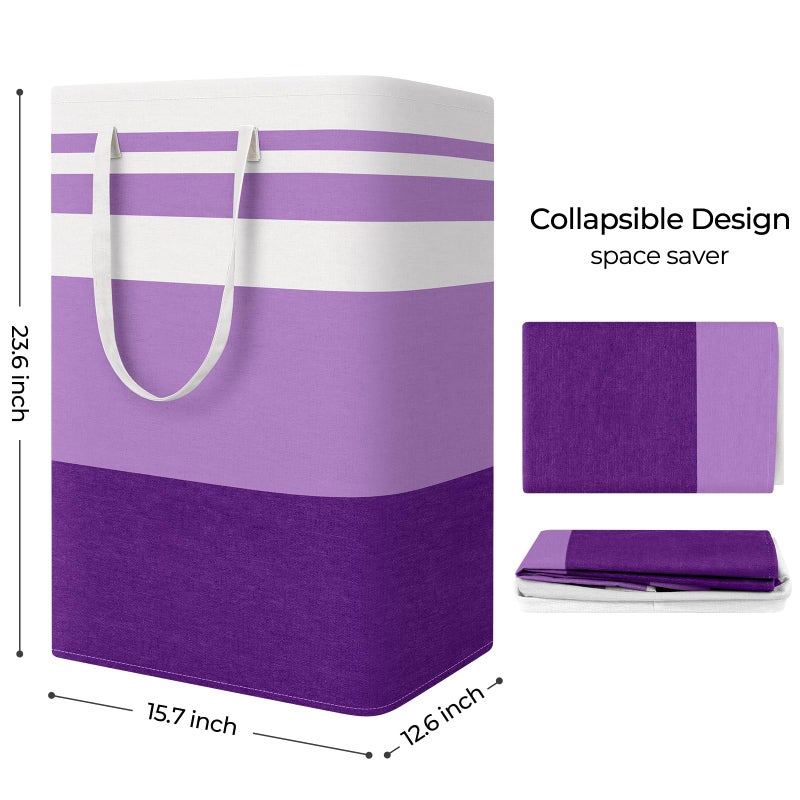 StorageRight Large Collapsible Laundry Basket Hamper with Easy Carry Handlesï¼ŒFreestanding Clothes Hampers for Laundry, Bedroom, Dorm, Towels, Toys, 75L, Purple - Image 2