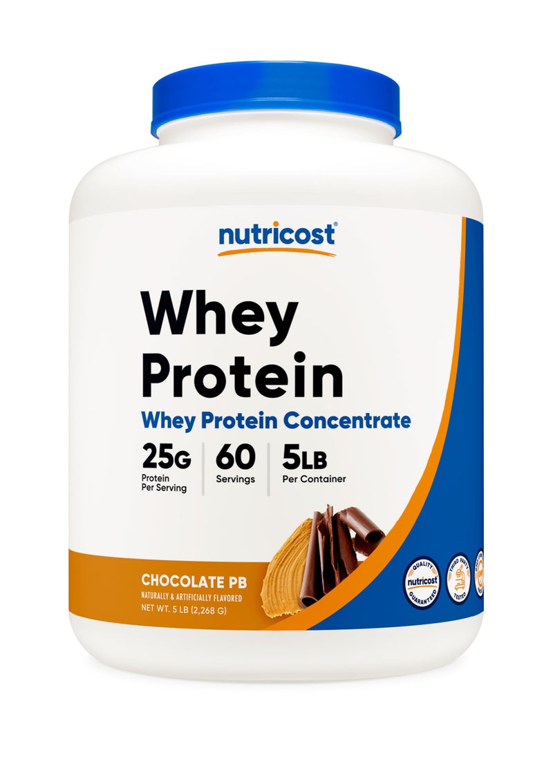 Nutricost - Whey Protein - Whey Protein Concentrate (Chocolate Pb ), 25 G Protein Per Serving, 60 Servings, 5 Lb Per Container Chocolate Pb Naturally And Artificially Flavored Net Wt.5 Lb - Image 1
