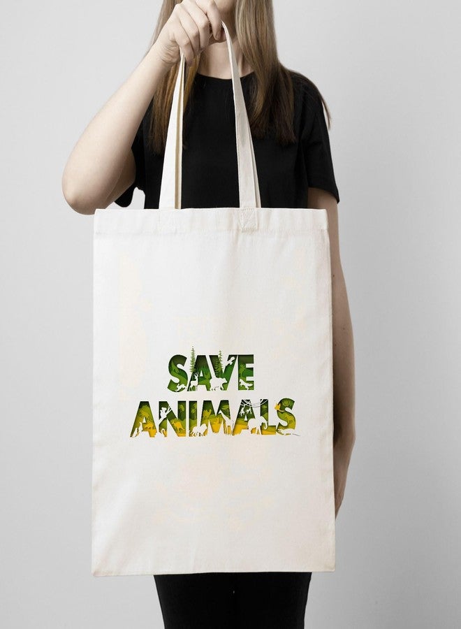 ARTBUG Tote Bag for Women with zip, Aesthetic Canvas tote bag for college girls, office, stylish and reusable - Save Animals - D No - 072 - Image 3