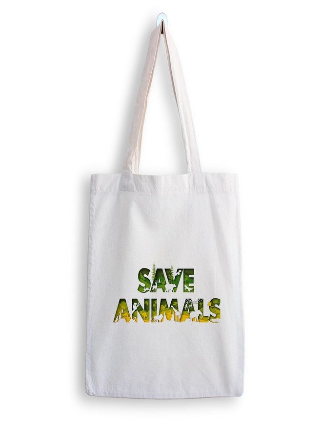 ARTBUG Tote Bag for Women with zip, Aesthetic Canvas tote bag for college girls, office, stylish and reusable - Save Animals - D No - 072 - Image 1