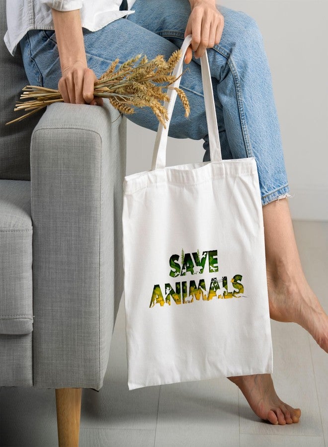 ARTBUG Tote Bag for Women with zip, Aesthetic Canvas tote bag for college girls, office, stylish and reusable - Save Animals - D No - 072 - Image 2