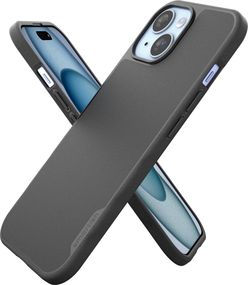 SmartishÂ® iPhone 15 Magnetic Case - Gripmunk Compatible with MagSafe [Lightweight + Protective] Slim/Thin Grip Cover with Microfiber Lining for Apple iPhone 15 - Black Tie Affair - Image 1