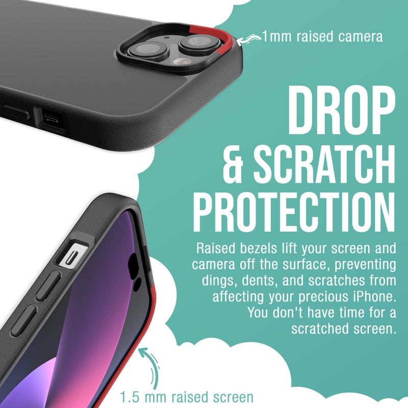 SmartishÂ® iPhone 15 Magnetic Case - Gripmunk Compatible with MagSafe [Lightweight + Protective] Slim/Thin Grip Cover with Microfiber Lining for Apple iPhone 15 - Black Tie Affair - Image 4