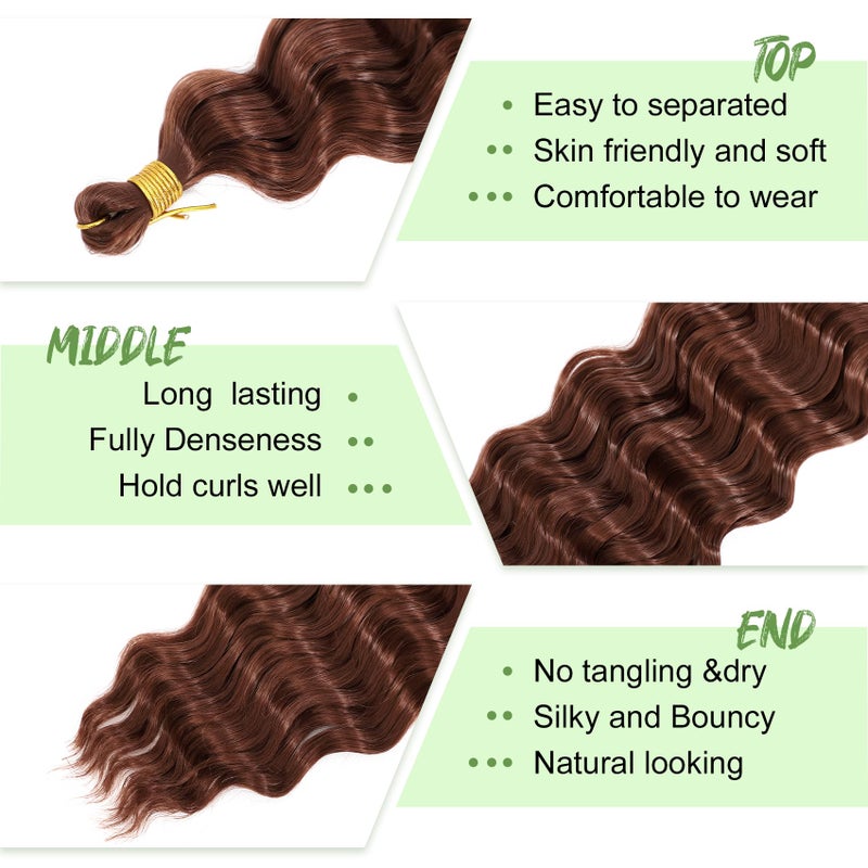 Eerya Long Curly Braiding Hair 18 Inch 2 Packs Deep Ocean Wave Crochet Hair for Black Women Deep Wave Braiding Hair for Boho Braidsï¼ˆ18 inch, #33ï¼‰ - Image 3
