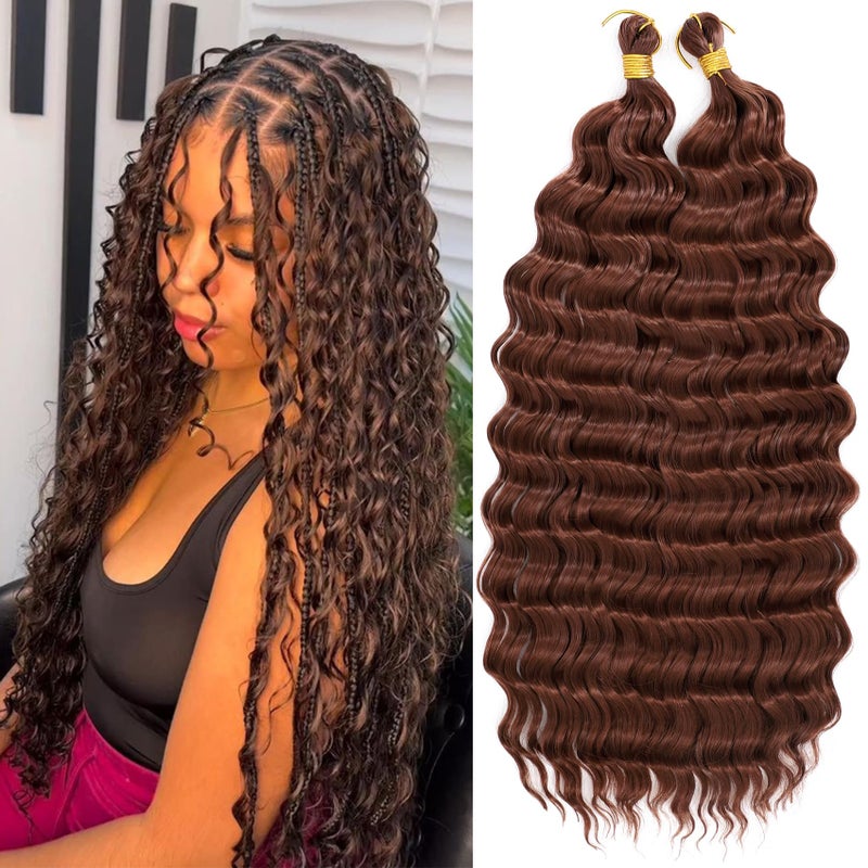 Eerya Long Curly Braiding Hair 18 Inch 2 Packs Deep Ocean Wave Crochet Hair for Black Women Deep Wave Braiding Hair for Boho Braidsï¼ˆ18 inch, #33ï¼‰ - Image 1