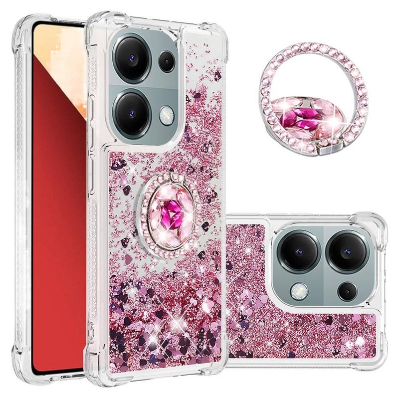 MS غطاء واقي بTPU لـ pixel10/pixel10pro مع مسحوق لامع وحامل حلقة مع نقشة نجوم مع حزام كتف متقاطع باللون ذهبي وردي من مادة TPU باللون الذهبي - Image 1