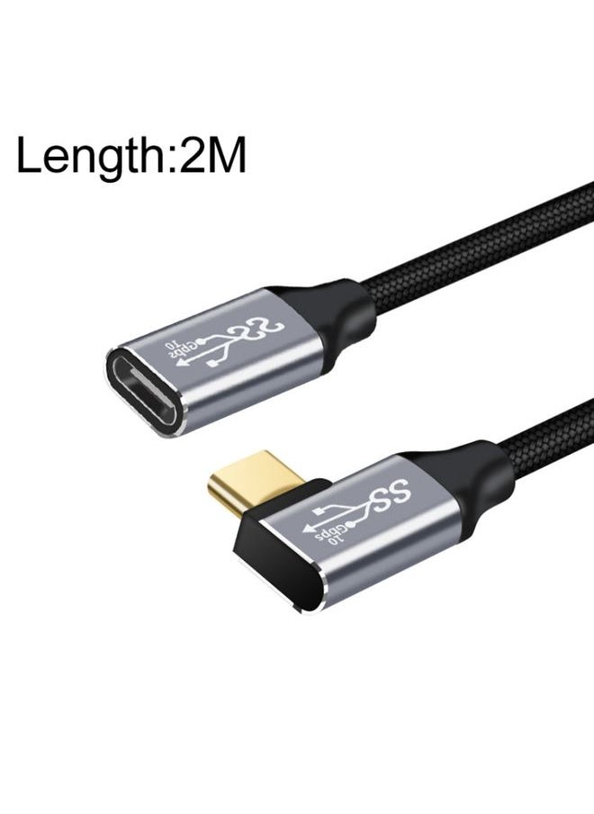 BURAQ 2m 10Gbps USB-C / Type-C Female to Male Elbow Charging Data Transmission Extension Cable  - Image 1