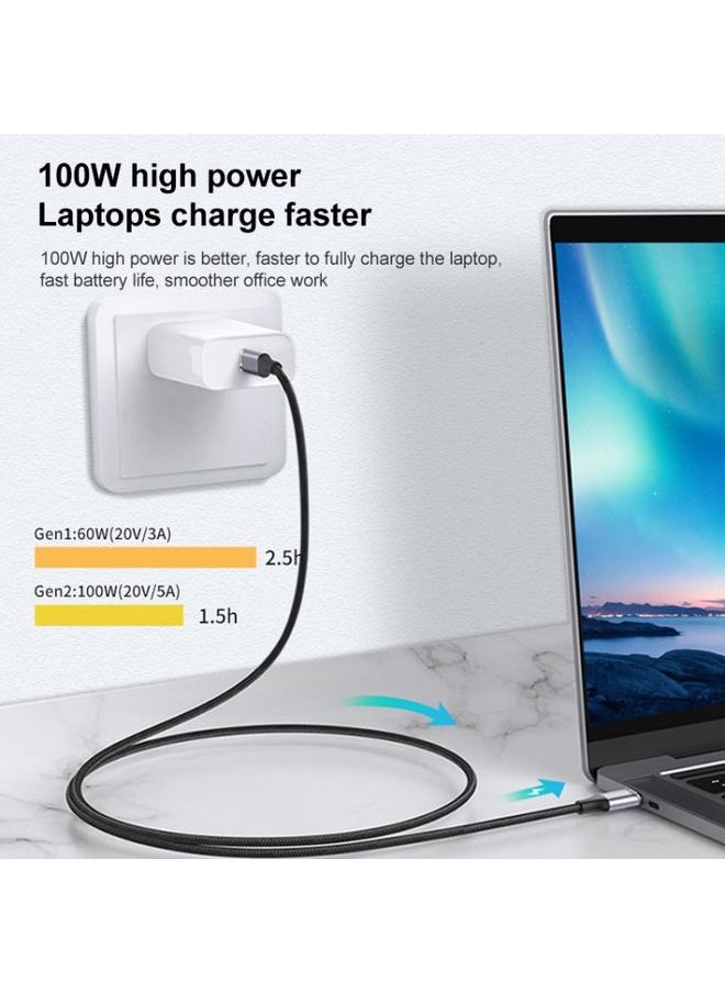 BURAQ 2m 10Gbps USB-C / Type-C Female to Male Elbow Charging Data Transmission Extension Cable  - Image 3