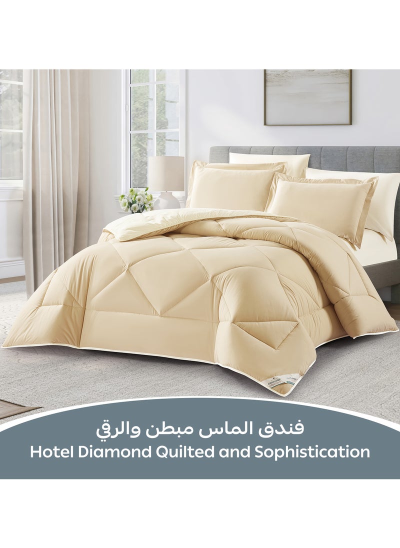 دوناتيلا طقم مفرش روزا سادة 6 قطع مقاس مزدوج 240 × 260 سم بحشوة ثابتة رمادي بني  - Image 2