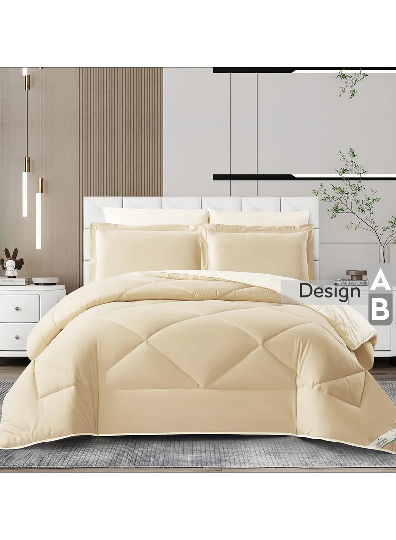Donetella Bedding Comforter Set, King Size Fits 200x200 cm - 6-Pcs Solid Quilted Bed Set, Microfiber Fabric - 1 Comforter, 1 Fitted Sheet, 2 Pillow Shams, 2 Pillowcases