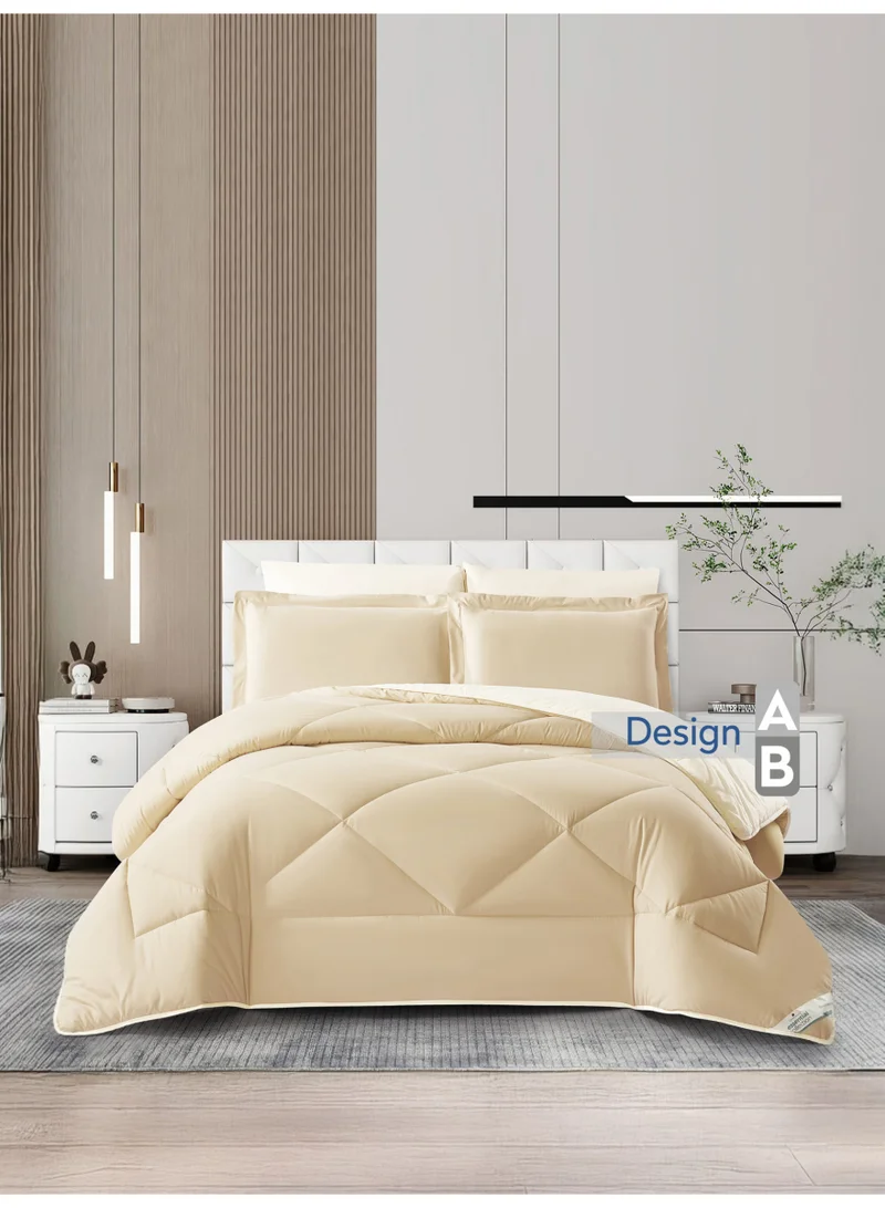 Donetella KING 6pcs (200x200) Bedding Comforter Set, King Size 240x260 cm - 6-Pcs Solid Quilted Bed Set, Microfiber Fabric - 1 Comforter, 1 Fitted Sheet, 2 Pillow Shams, 2 Pillowcases  | Best Price UAE