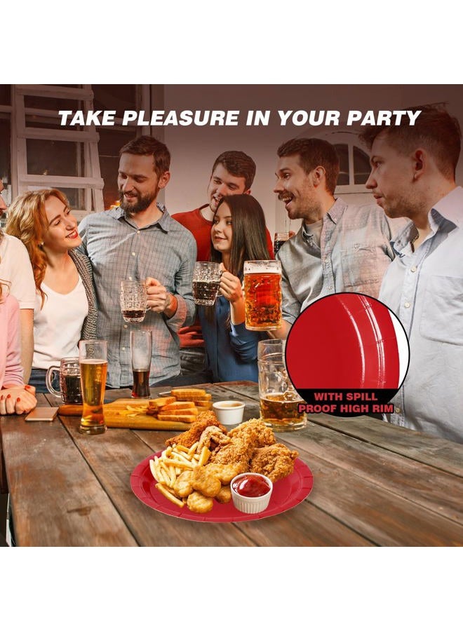 Tyzarglef Disposable Paper Plates Red, 50 Count 9” Dinner Plates Bulk for Party Supplies, Colored and Sturdy Party Plates for Birthday, Christmas, Baby shower, Bridal party supplies - Image 5
