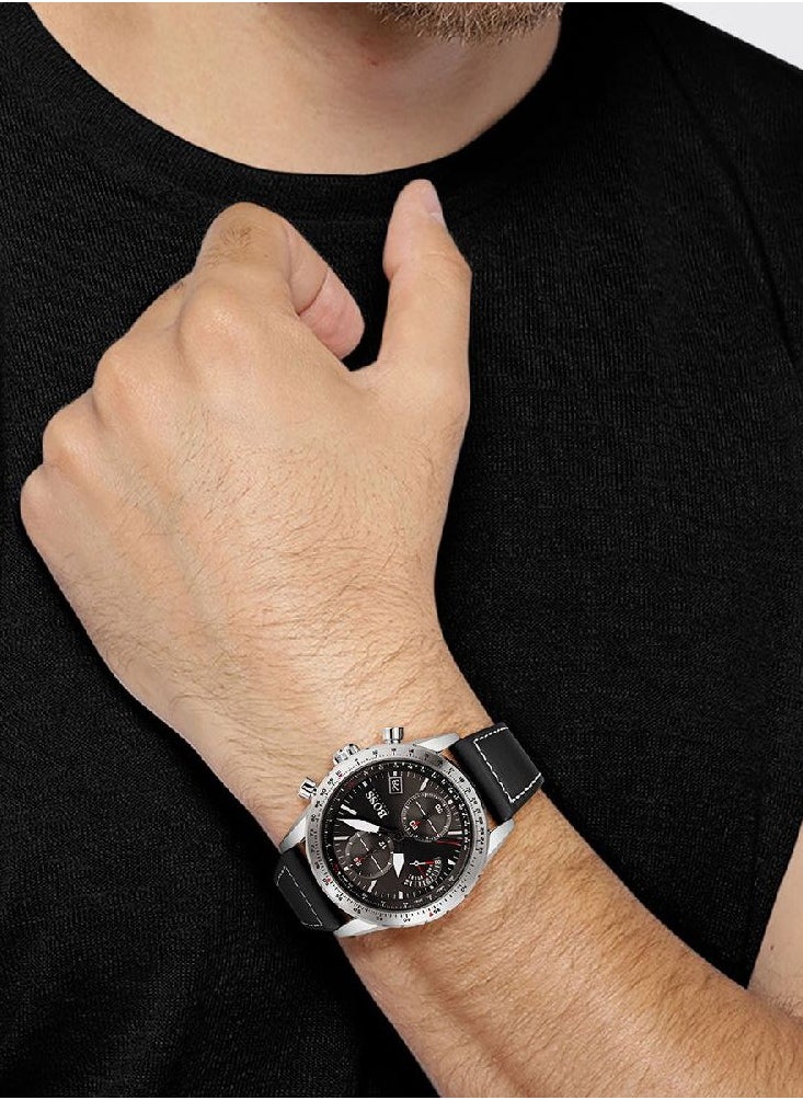 HUGO by Hugo Boss PILOT EDITION BROWN LEATHER MEN'S WATCH-1513853 44 mm  - Image 4
