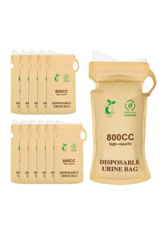 Excefore Disposable Urine Bags, 100% Compostable Unisex Urinals, 12 PCS 800ML Emergency Toilet for Car, Portable Camping Urinal Bags with Superior Absorbent Pad for Camping,Traffic Jams, Pregnant, Patient  - Image 1