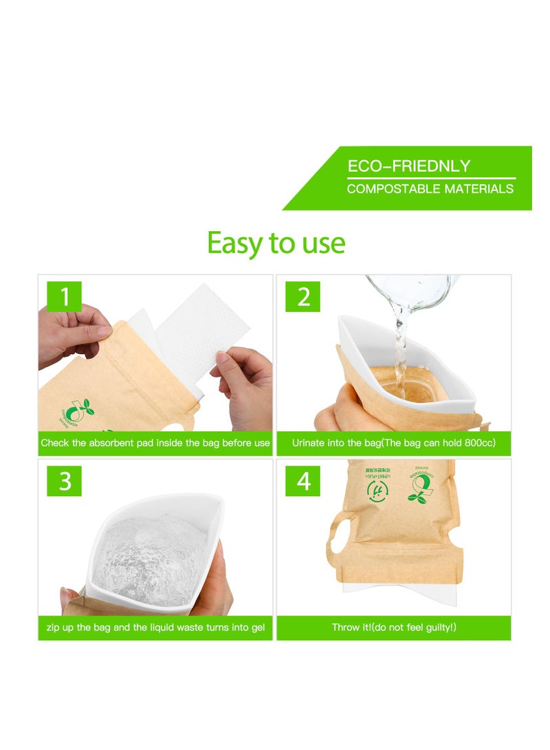 Excefore Disposable Urine Bags, 100% Compostable Unisex Urinals, 12 PCS 800ML Emergency Toilet for Car, Portable Camping Urinal Bags with Superior Absorbent Pad for Camping,Traffic Jams, Pregnant, Patient - Image 4