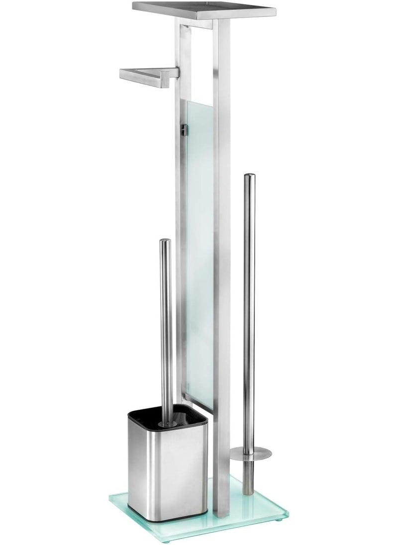 Wenko - Wenko Debar Toilet Brush Holder with Shelf, Stainless Steel - Image 1
