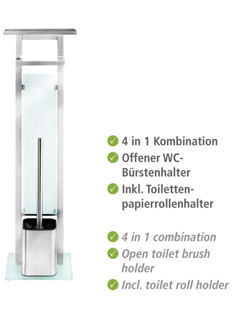 Wenko - Wenko Debar Toilet Brush Holder with Shelf, Stainless Steel - Image 1