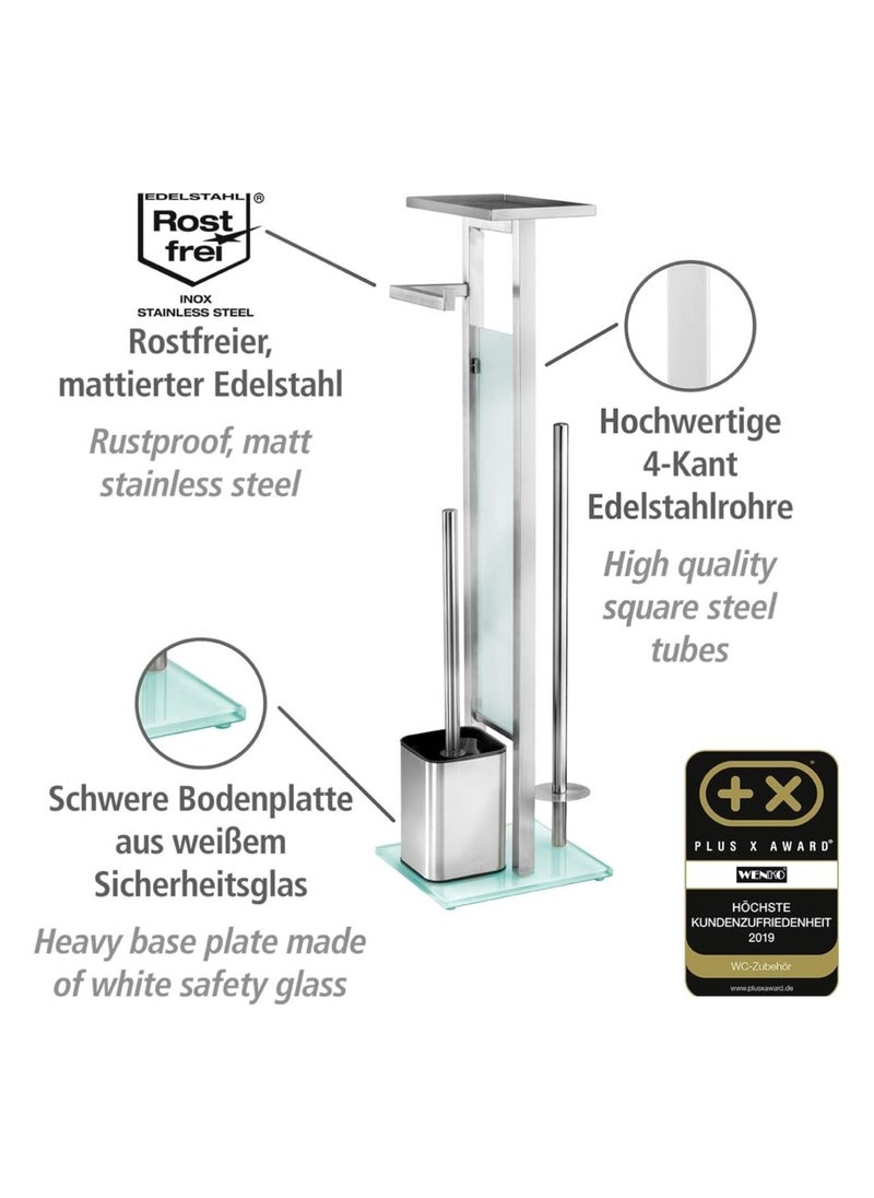 Wenko - Wenko Debar Toilet Brush Holder with Shelf, Stainless Steel - Image 1