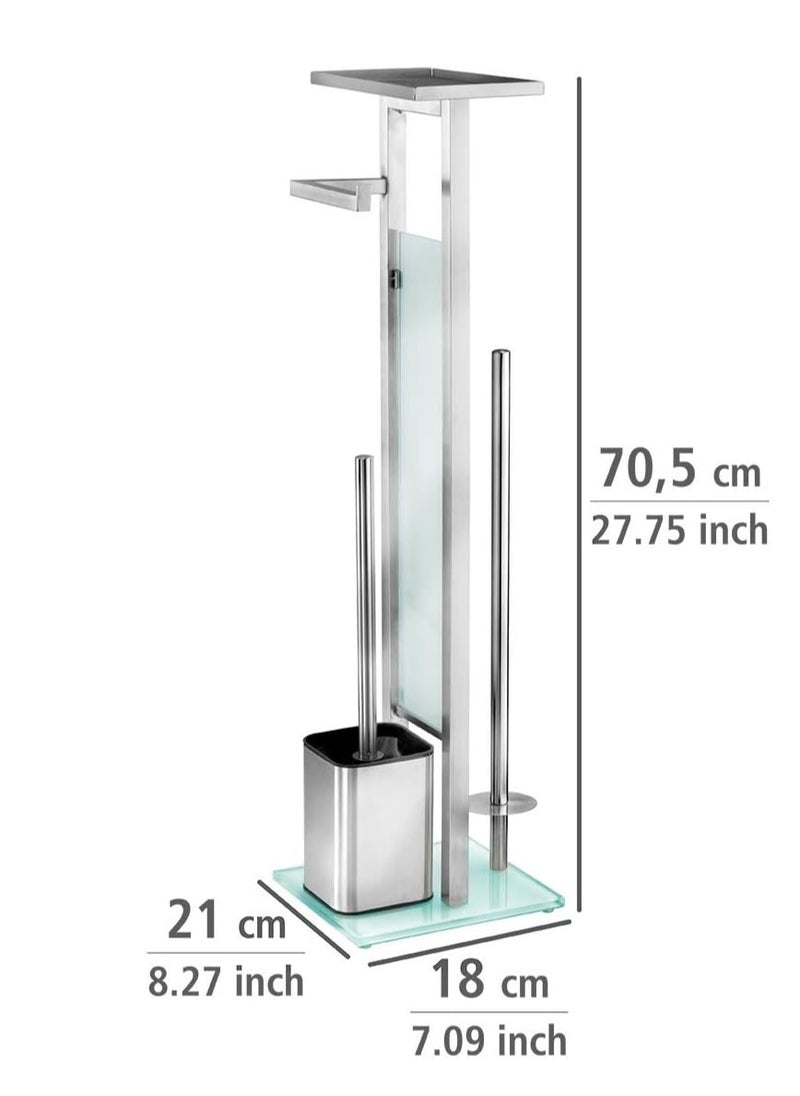 Wenko - Wenko Debar Toilet Brush Holder with Shelf, Stainless Steel - Image 1