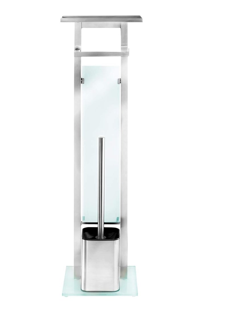 Wenko - Wenko Debar Toilet Brush Holder with Shelf, Stainless Steel - Image 1