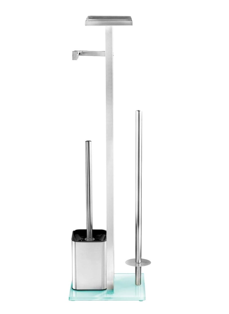 Wenko - Wenko Debar Toilet Brush Holder with Shelf, Stainless Steel - Image 1