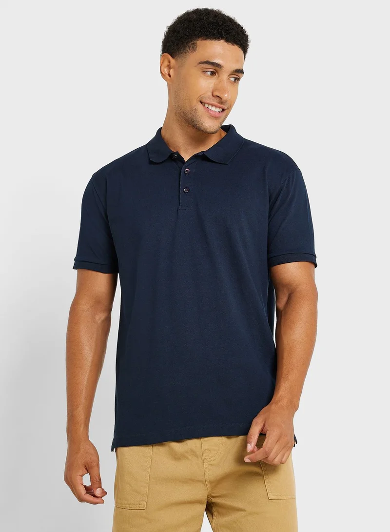 BRAVE SOUL Mens Polo Shirt With Contrast Colour