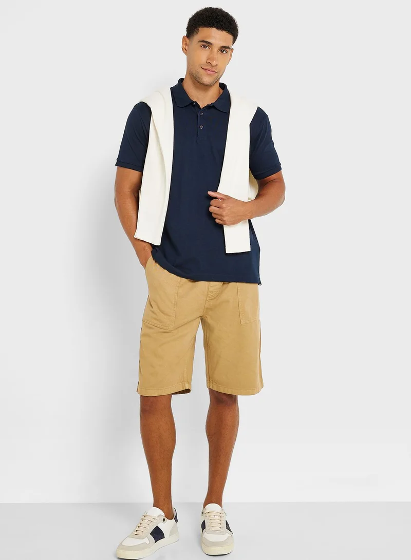 BRAVE SOUL Mens Polo Shirt With Contrast Colour