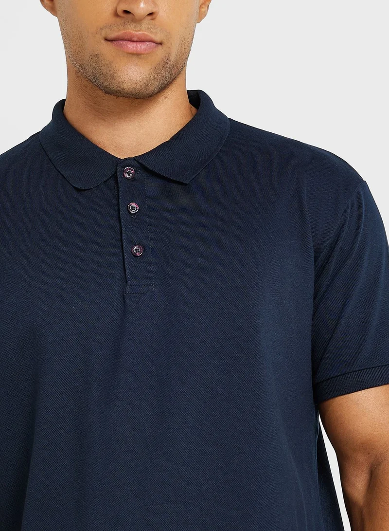 BRAVE SOUL Mens Polo Shirt With Contrast Colour
