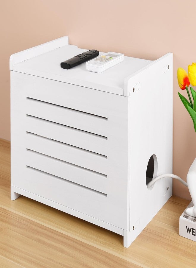 BEARUT White Router Shelf Projector Shelf Projector Stand Router Storage Box Modem Cable Router Cover Organized Power Strip Cable Management Hider Rack by Solid Wood Need Assembly - Image 1