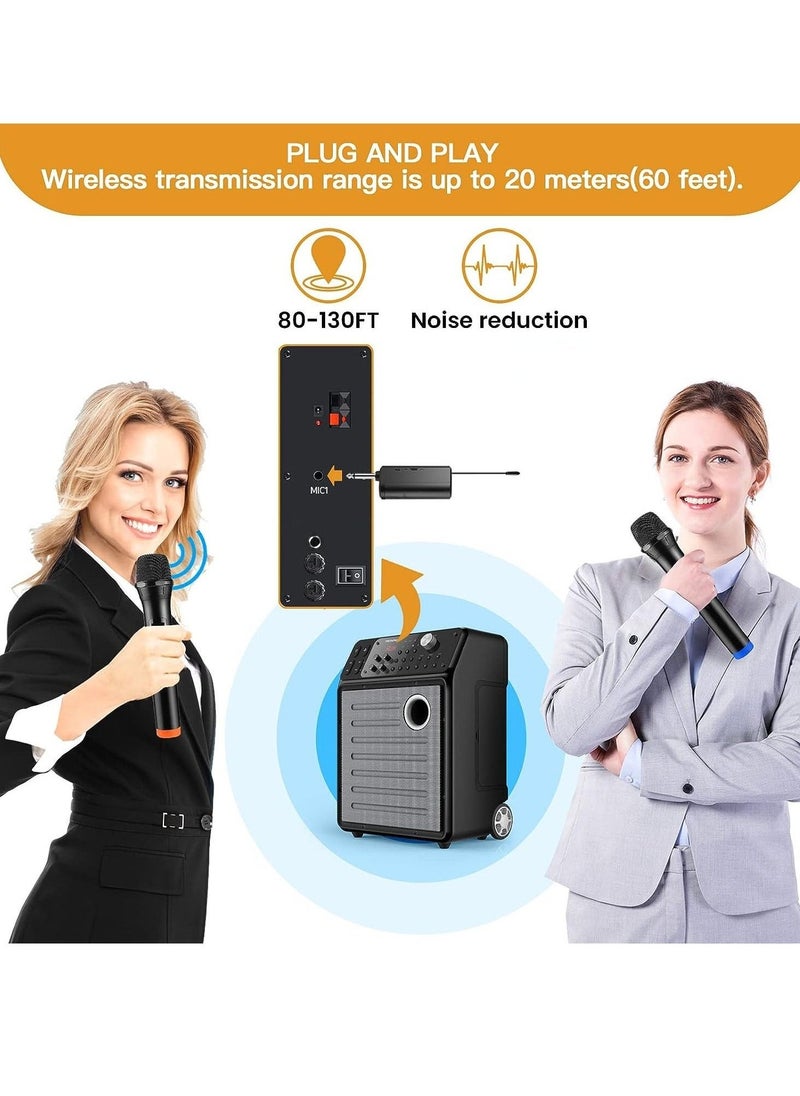 ELTRAZONE 2 pack Wireless Unidirectional Microphone HAndheld Mic With Receiver 1/4 Output For Conference/Weddings/Church/Stage/Party/Karaoke, (Duel Cordless) (Black) - Image 5